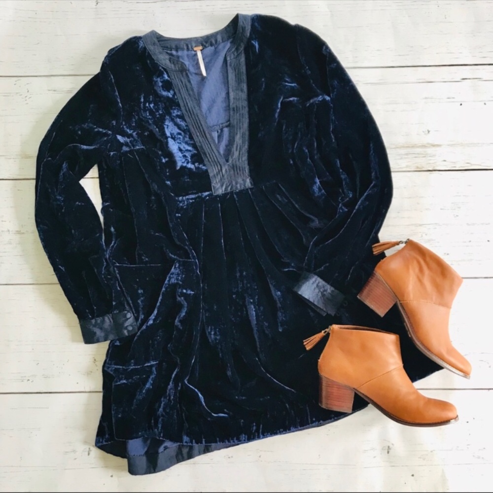 FREE PEOPLE She's Got It Velvet Shirt Dress